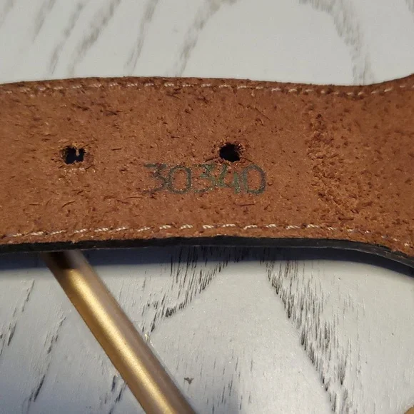 Streets Ahead Brown Leather Belt with Gold Buckle. - Picture 12 of 16